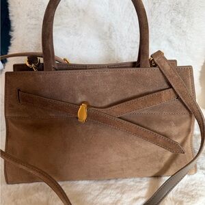 Dash Belted Suede Top-Handle Bag